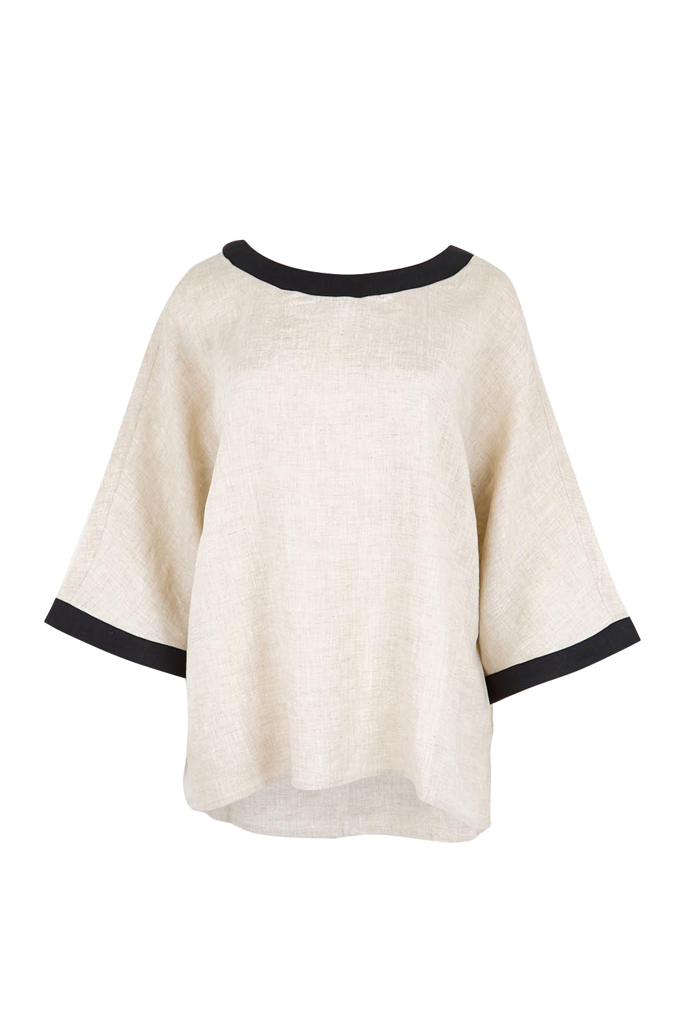 Product shot of the Maris Relaxed Splice Linen Top – Tuskblack in colour Tuskblack, from the front