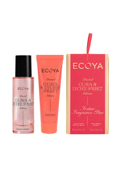 Product shot of the Festive Fragrance Duo Gift Set - Guavalychee in colour Guavalychee, from the front