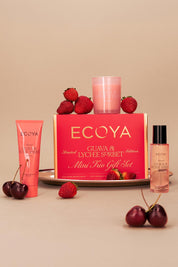 Product shot of the Mini Trio Gift Set - Guavalychee in colour Guavalychee, showing detail