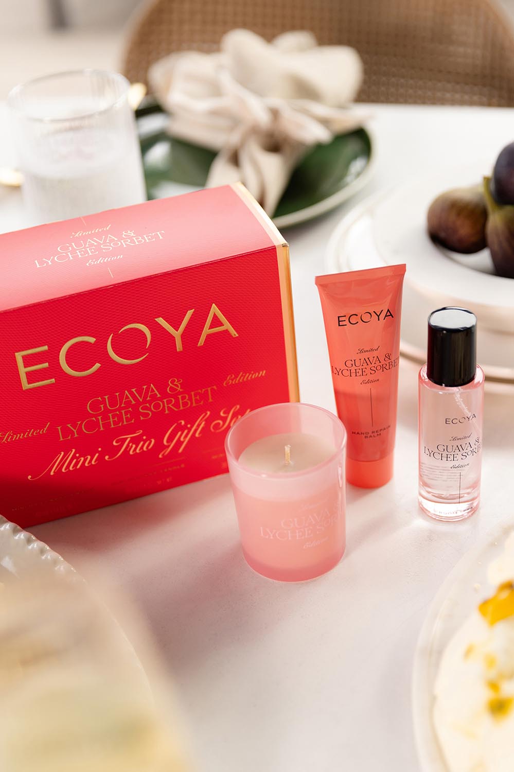 Product shot of the Mini Trio Gift Set - Guavalychee in colour Guavalychee, from the front