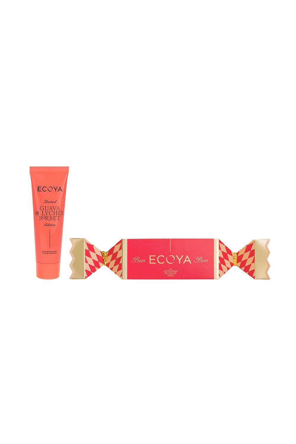 Product shot of the Hand Cream Bon Bon - Guavalychee in colour Guavalychee, showing detail