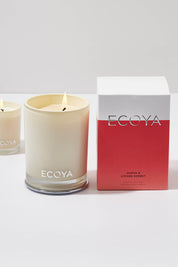 A model wearing the Madison Jar Guava And Lychee Candle in colour GuavaLyche (White), from the front, showing the whole outfit