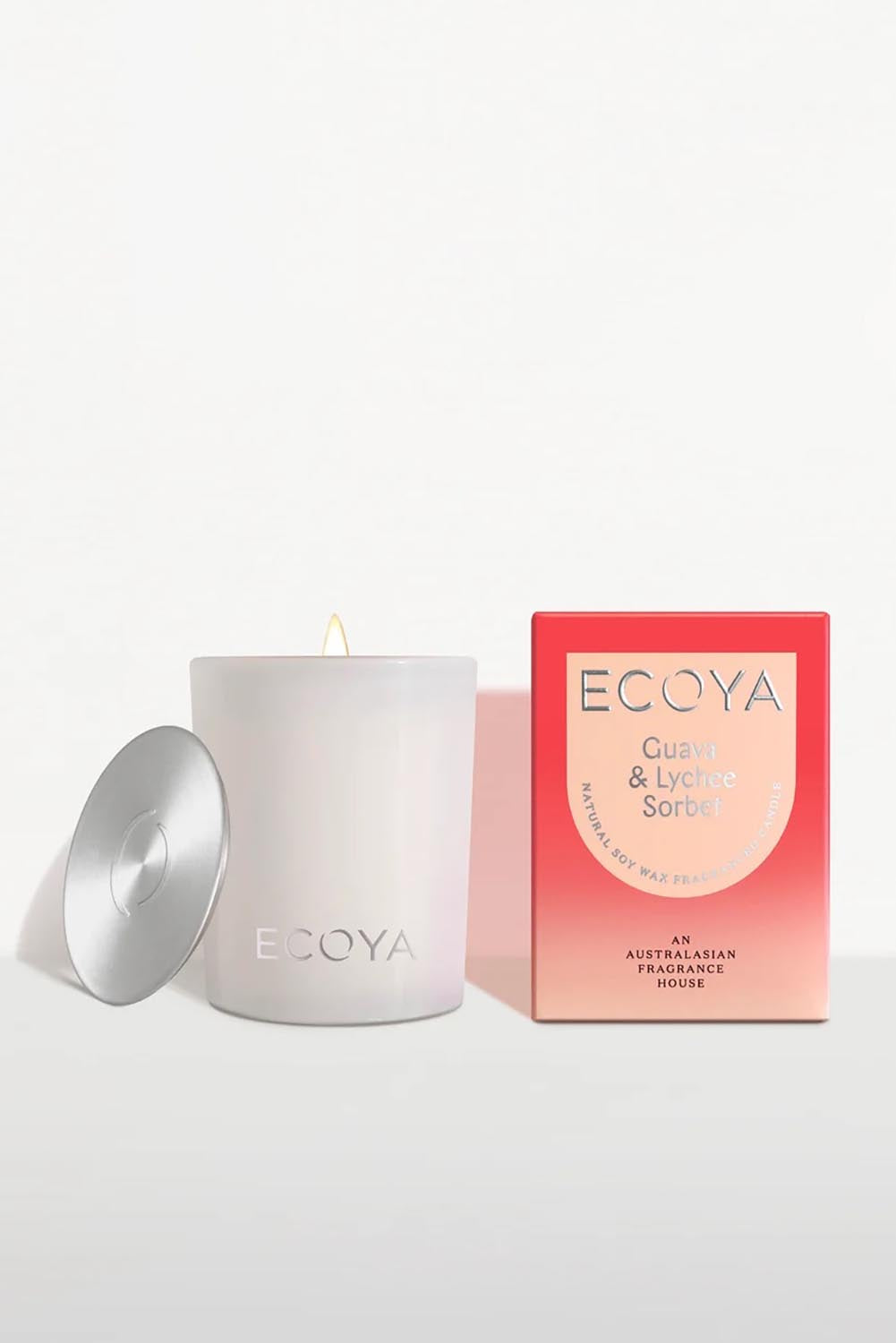 Product shot of the Mini Madison Candle - Guavalychee in colour Guavalychee, from the front