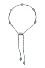 Product shot of the Knots Of Freedom Bracelet in colour Steel (Metallics), from the front
