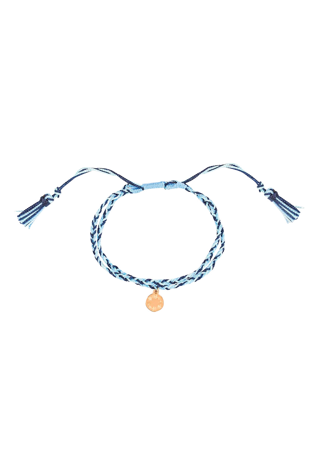 Product shot of the Light Triumphs Over Darkness Woven Bracelet in colour Blue (Blue), from the front