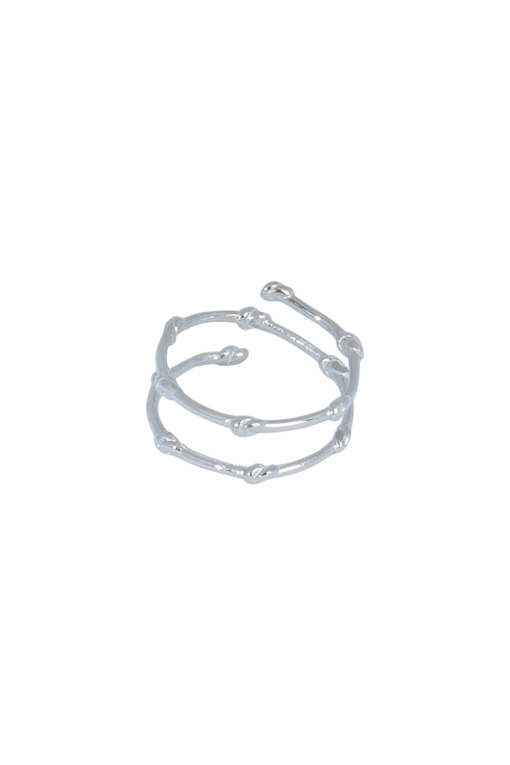 Product shot of the Knots Of Freedom Ring in colour Steel (Metallics), from the front