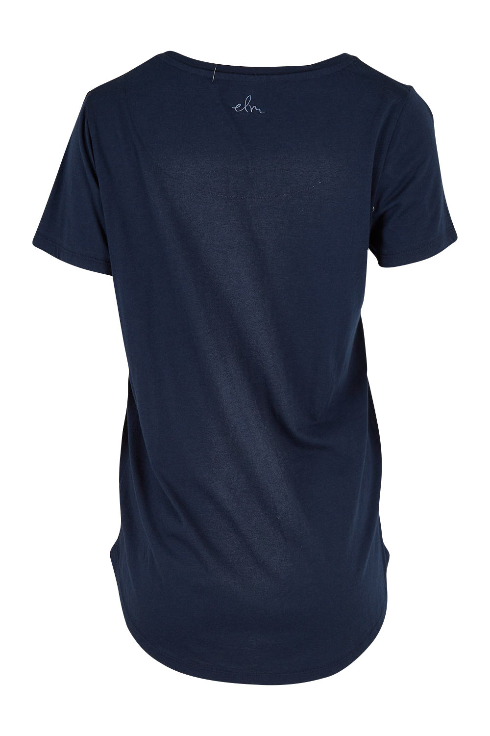 Product shot of the Ampersand Tee in colour Drksapp (Blue), from the back