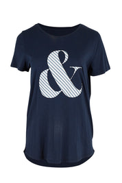 Product shot of the Ampersand Tee in colour Drksapp (Blue), from the front