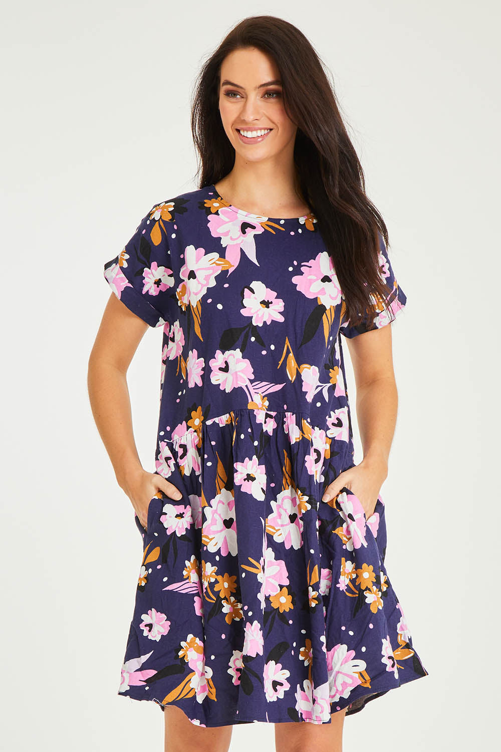Preloved Paloma Floral Dress - Navy