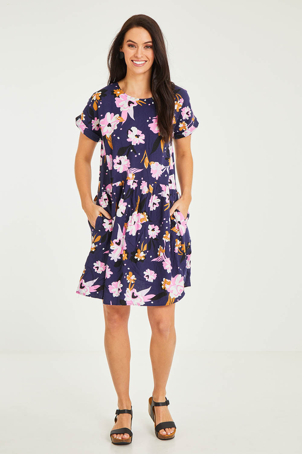 Preloved Paloma Floral Dress - Navy