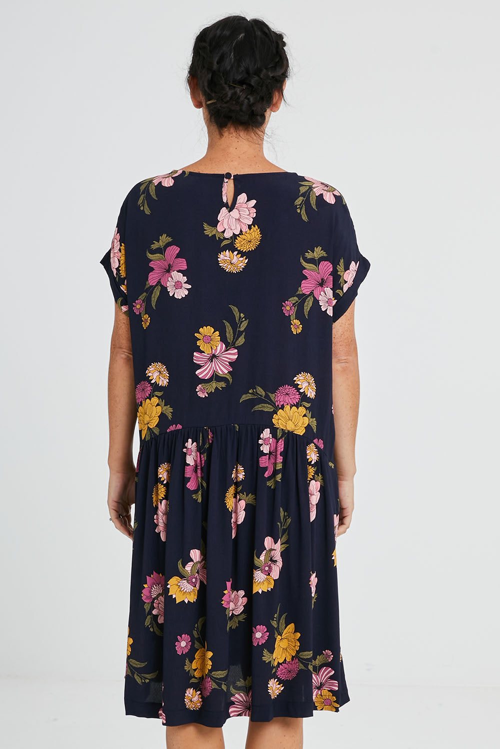 Preloved Sweet Pea Gathered Dress - Navy