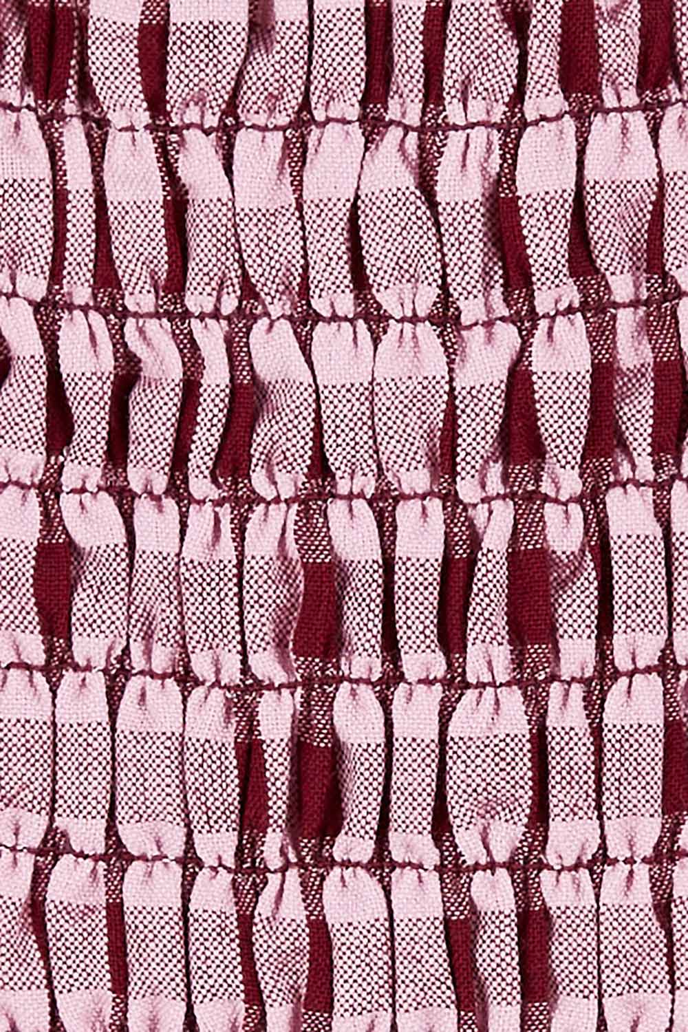 Product shot of the Pippa Check Dress in colour Winecheck (Purple), detail