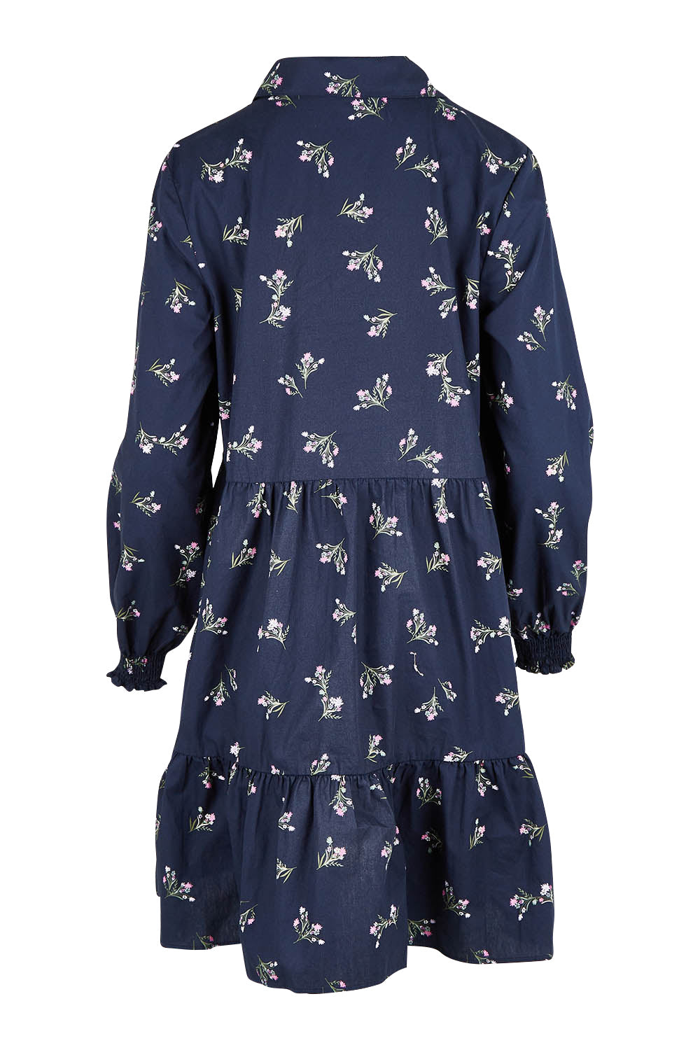 Product shot of the Jolie Floral Shirt Dress in colour Navyfloral (Blue), from the back