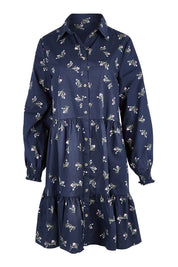 Product shot of the Jolie Floral Shirt Dress in colour Navyfloral (Blue), from the front