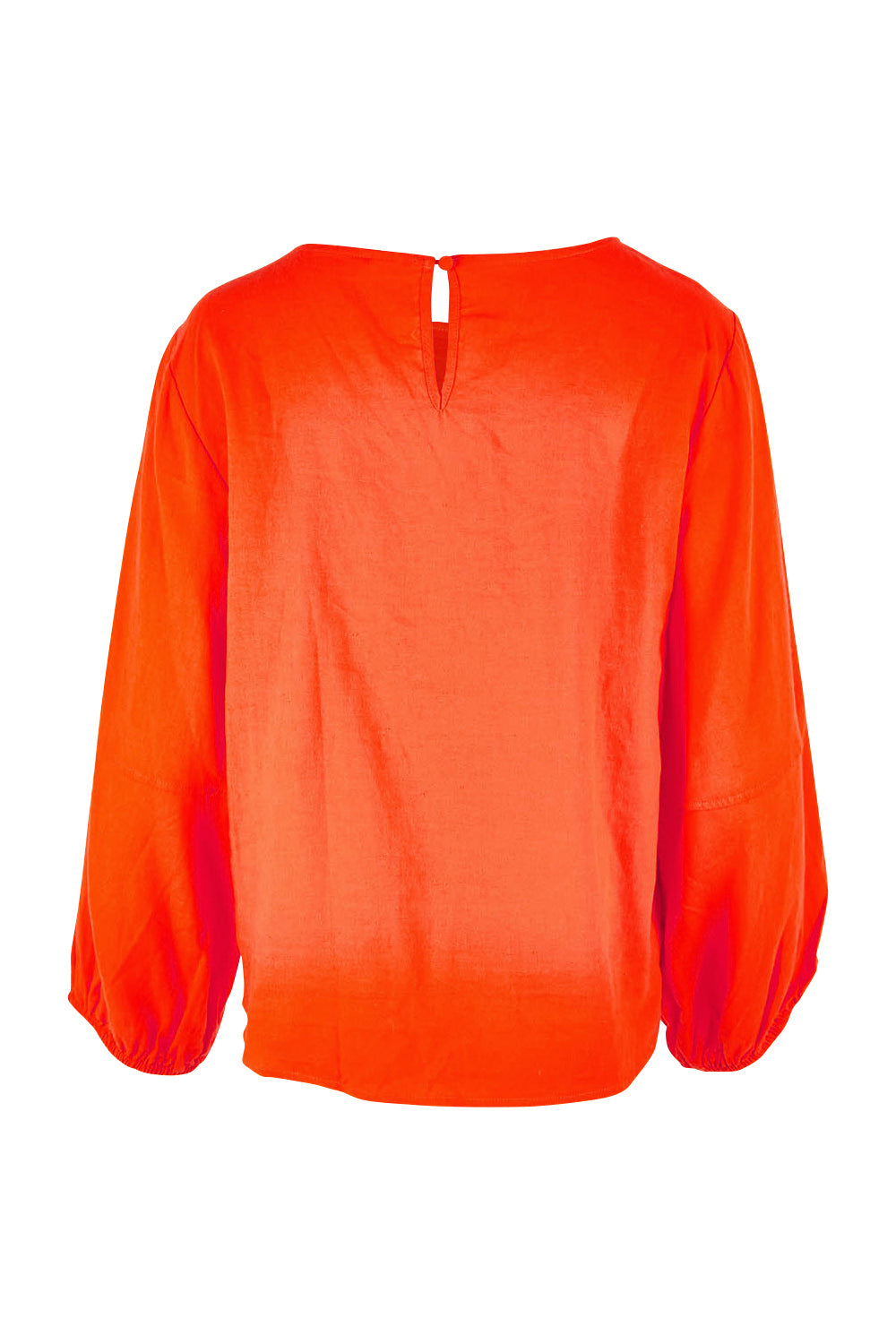 Product shot of the Rosa Top in colour Tangello (Red), from the back