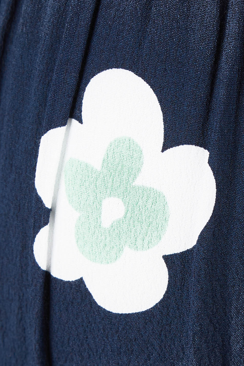 Product shot of the Juno Floral Pant in colour Navyjuno (Blue), detail