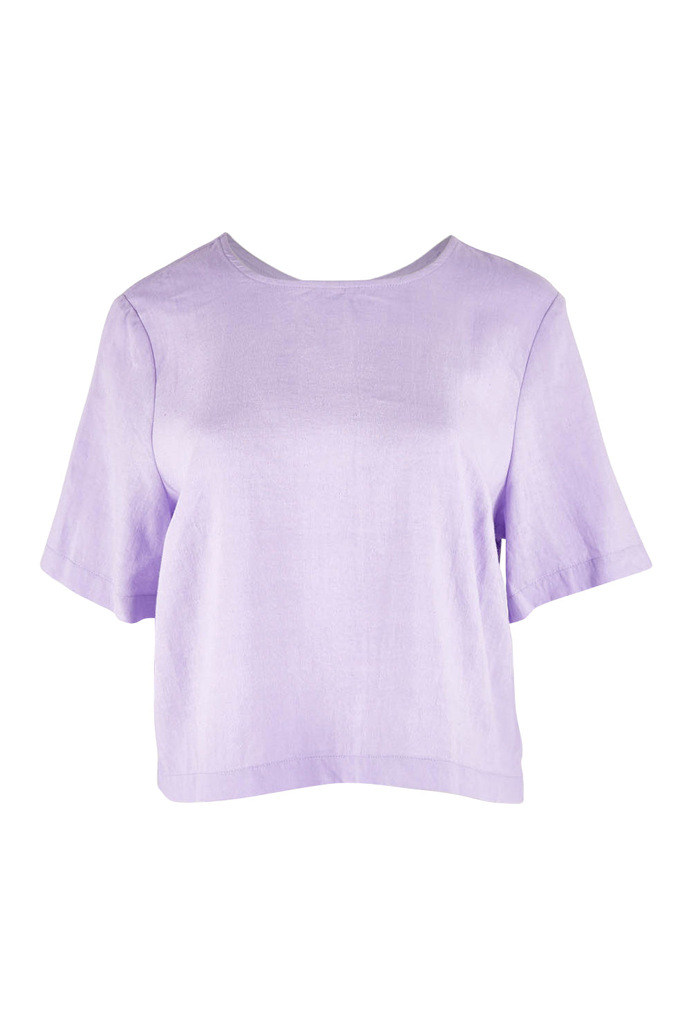 Product shot of the Juniper Top in colour Periwinkle (Purple), from the front