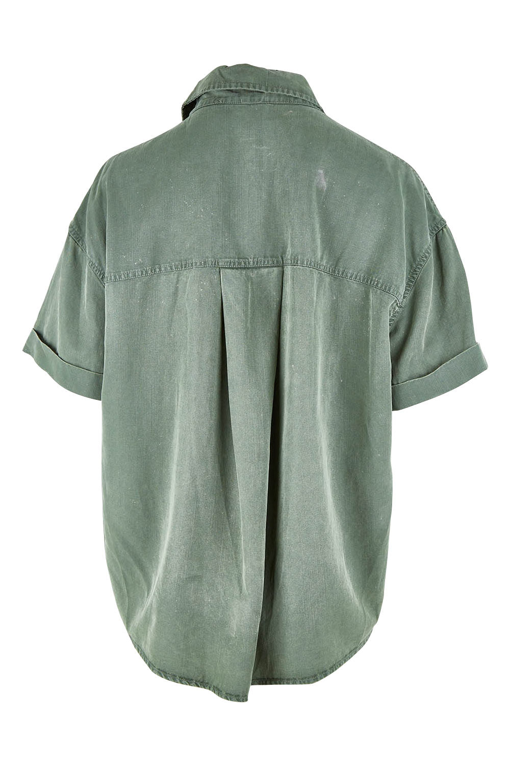 Product shot of the Bliss Washed Shirt in colour Clover (Green), from the back