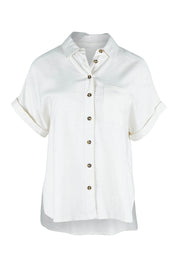Product shot of the Clem Shirt in colour Coconut (White), from the front
