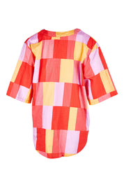 Product shot of the Soleil Check Top in colour Solcheck, from the back