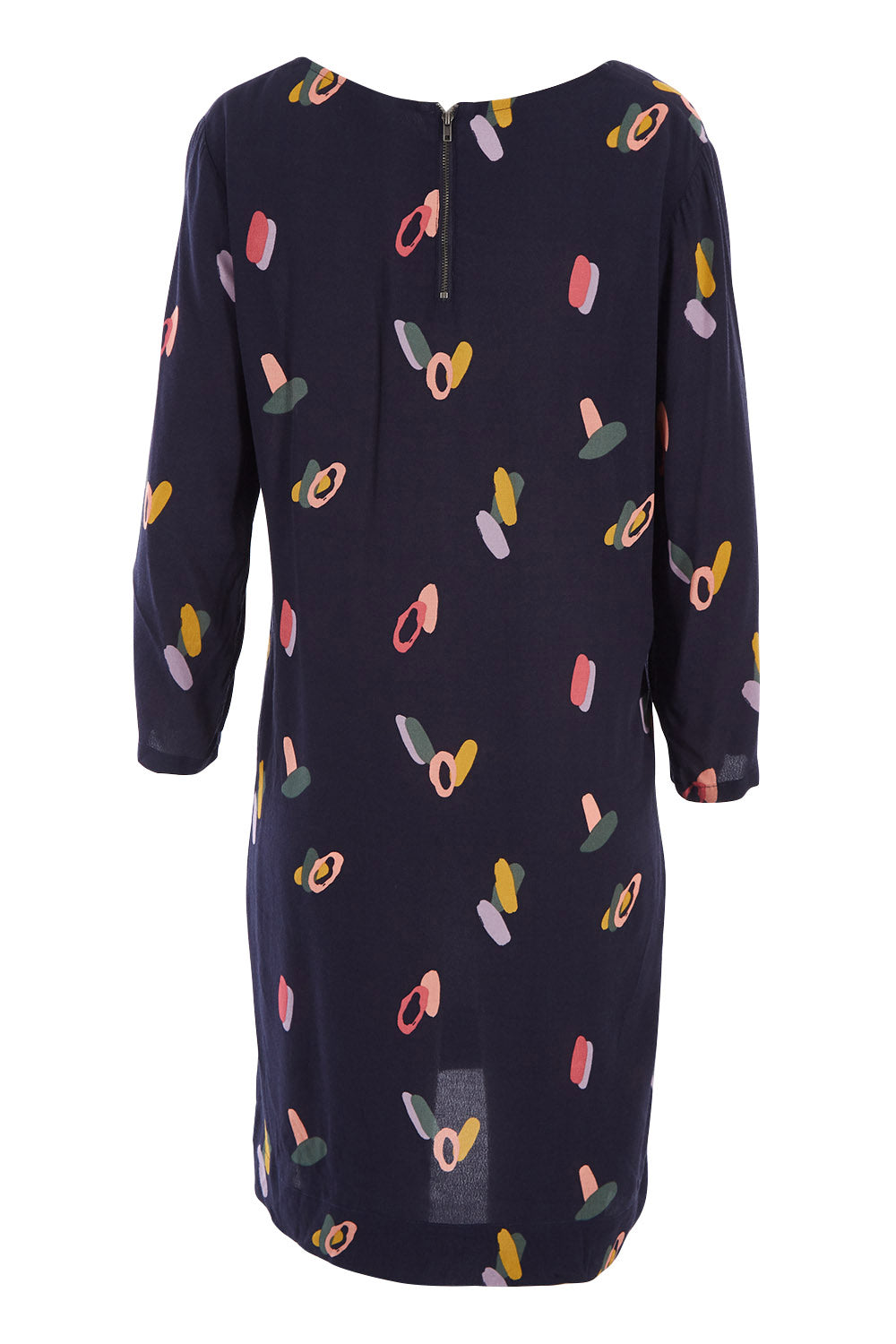 Product shot of the Falling Sherbet Dress in colour Navy (Blue), from the back