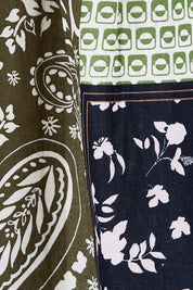 Product shot of the Vetiver Patchwork Shirt in colour Patchwork (Green), detail