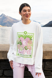A model wearing the Good Life Crew in colour Pearl (White), from the front, cropped image