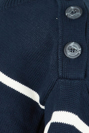 Product shot of the Iris Stripe Knit in colour Navywhite (Blue), detail