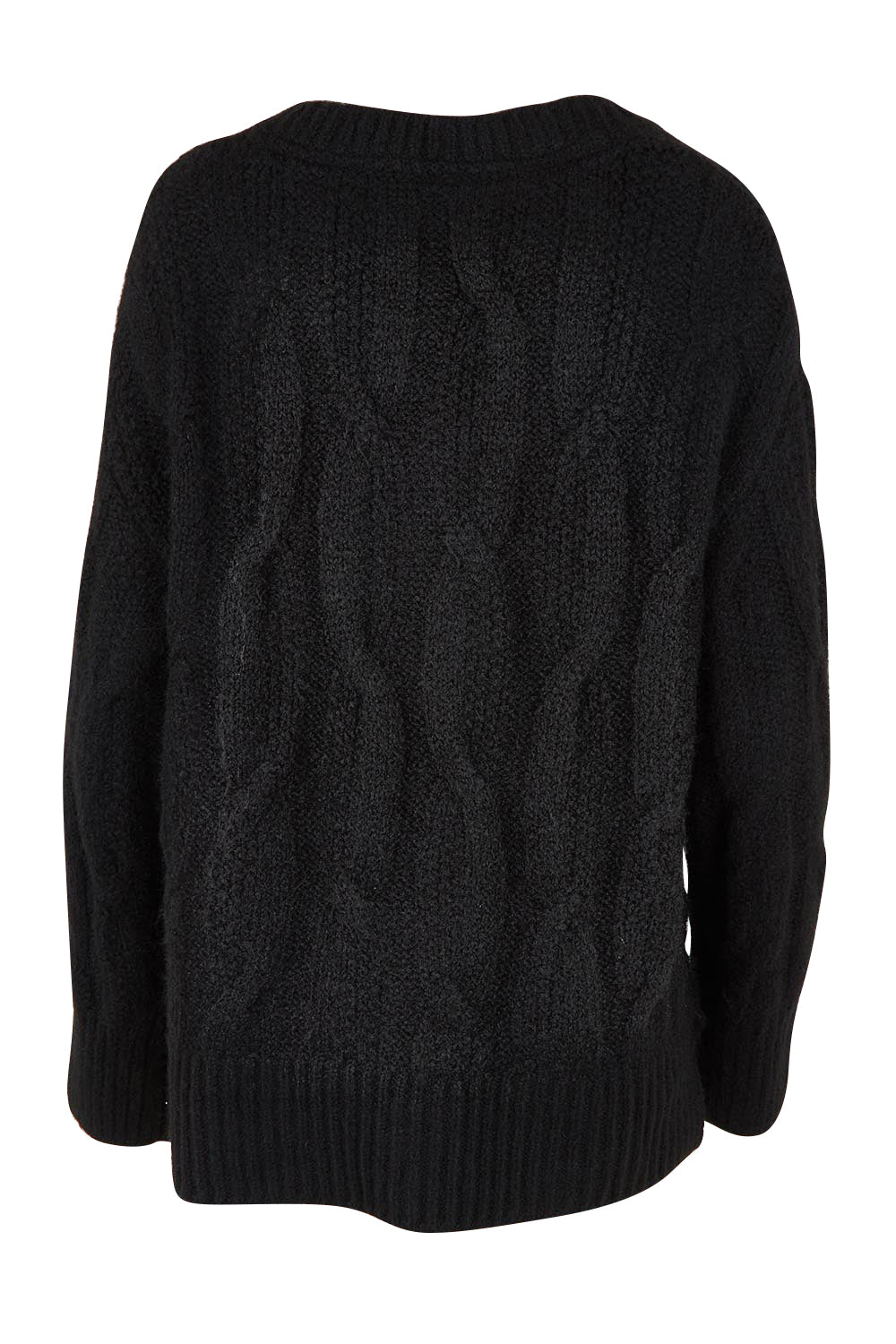 Product shot of the Tallulah Cable Knit in colour Black (Black), from the back