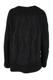 Product shot of the Tallulah Cable Knit in colour Black (Black), from the back