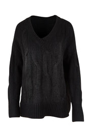 Product shot of the Tallulah Cable Knit in colour Black (Black), from the front