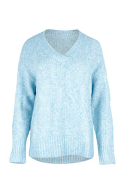 Product shot of the Tallulah Cable Knit in colour Bluemist (Blue), from the front