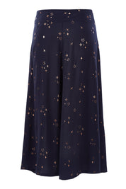 Product shot of the Celestial Skirt in colour Navy (Blue), from the back