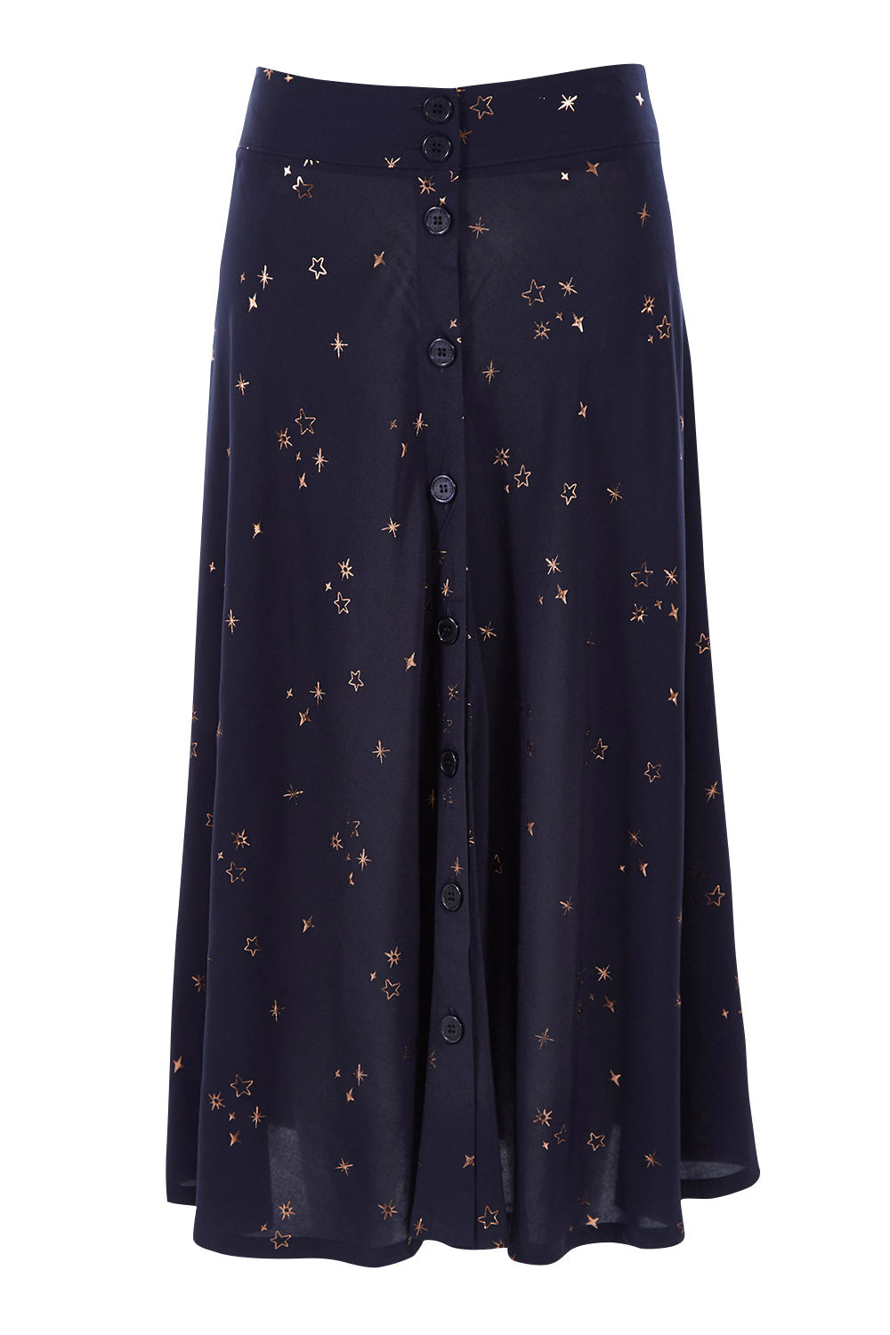Product shot of the Celestial Skirt in colour Navy (Blue), from the front