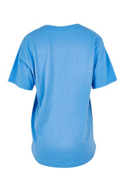 Product shot of the Holiday Sun Tee in colour Cerulean (Blue), from the back