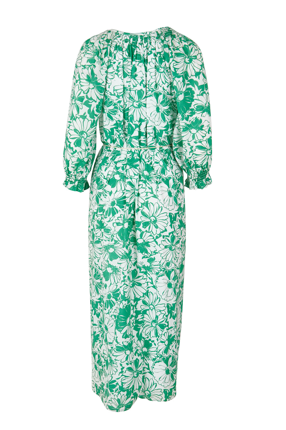 Product shot of the Florentina Cotton Dress in colour Florentina (Green), from the back