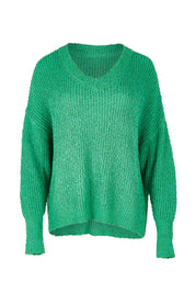 Product shot of the Rachele V Neck Knit in colour Greenbriar (Green), from the front