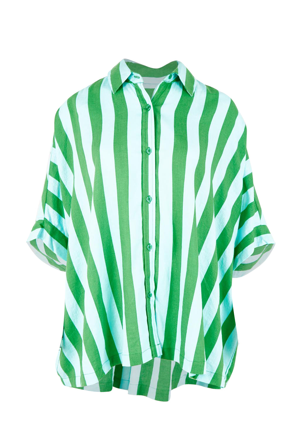 Product shot of the Palermo Stripe Shirt – Greenblue in colour Greenblue, from the front