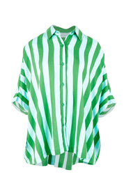 Product shot of the Palermo Stripe Shirt – Greenblue in colour Greenblue, from the front