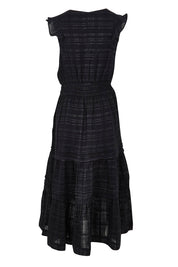 Product shot of the Isabella Cotton Blend Dress in colour Black (Black), from the back