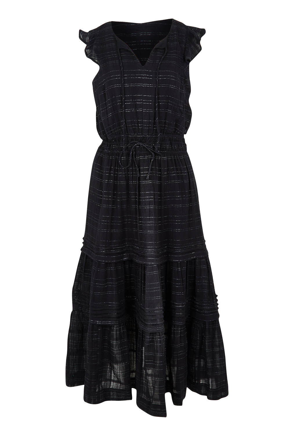 Product shot of the Isabella Cotton Blend Dress in colour Black (Black), from the front