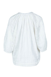 Product shot of the Isabella Cotton Blend Blouse in colour Marshmello, from the back