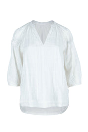 Product shot of the Isabella Cotton Blend Blouse in colour Marshmello, from the front
