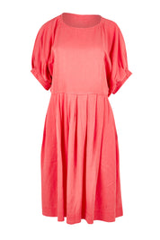 Product shot of the Bliss Relaxed Lyocell Linen Dress in colour Watermelon (Pink), from the front