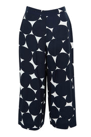 Product shot of the Demi Spot Lyocell Linen Pant in colour Spotprint (Blue), from the front