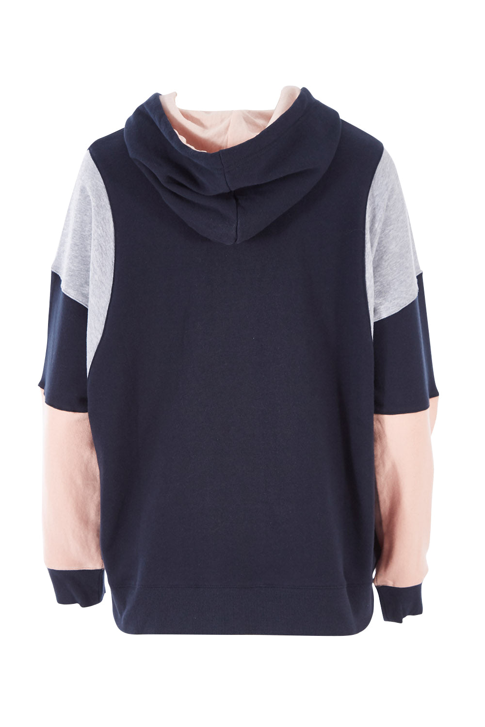 Product shot of the Amelia Panel Hoody in colour Navycontr (Blue), from the back