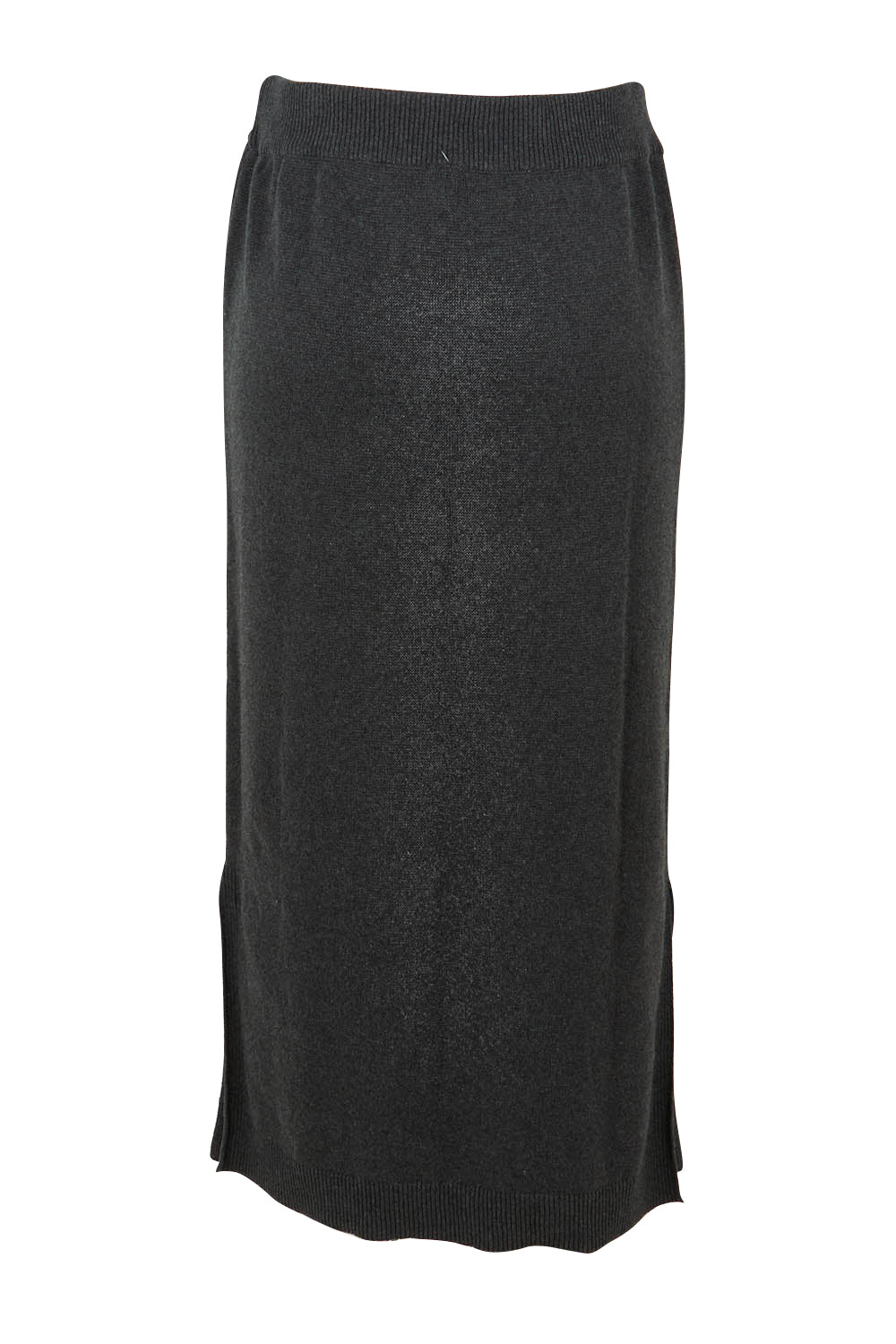 Product shot of the Elodie Cotton Blend Knit Skirt in colour Charcoal (Grey), from the back