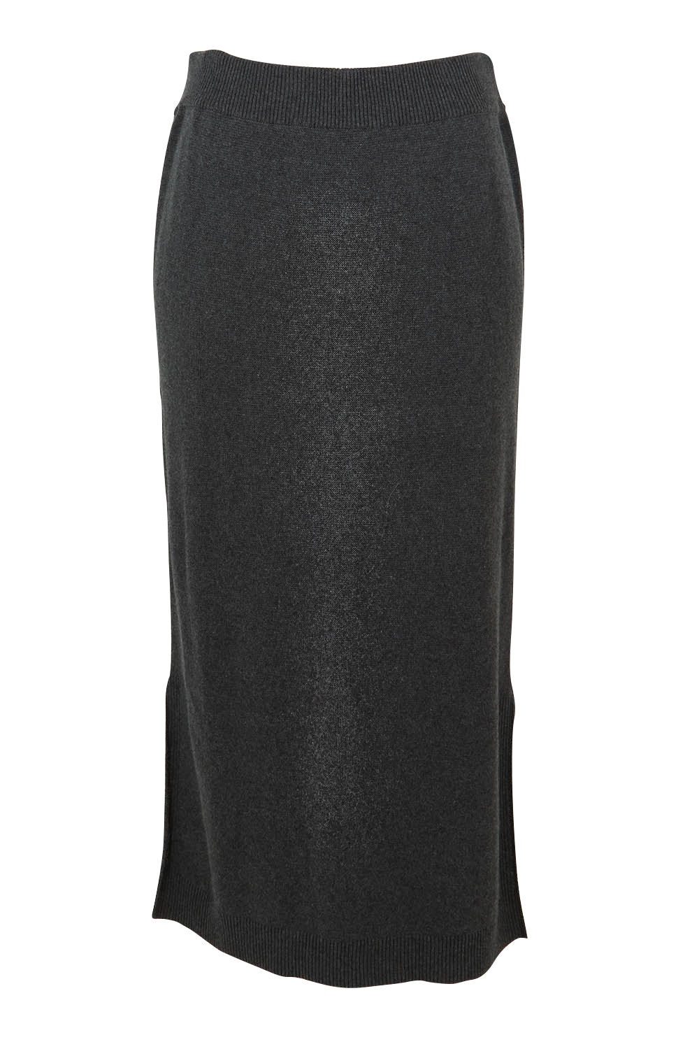 Product shot of the Elodie Cotton Blend Knit Skirt in colour Charcoal (Grey), from the front