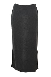 Product shot of the Elodie Cotton Blend Knit Skirt in colour Charcoal (Grey), from the front