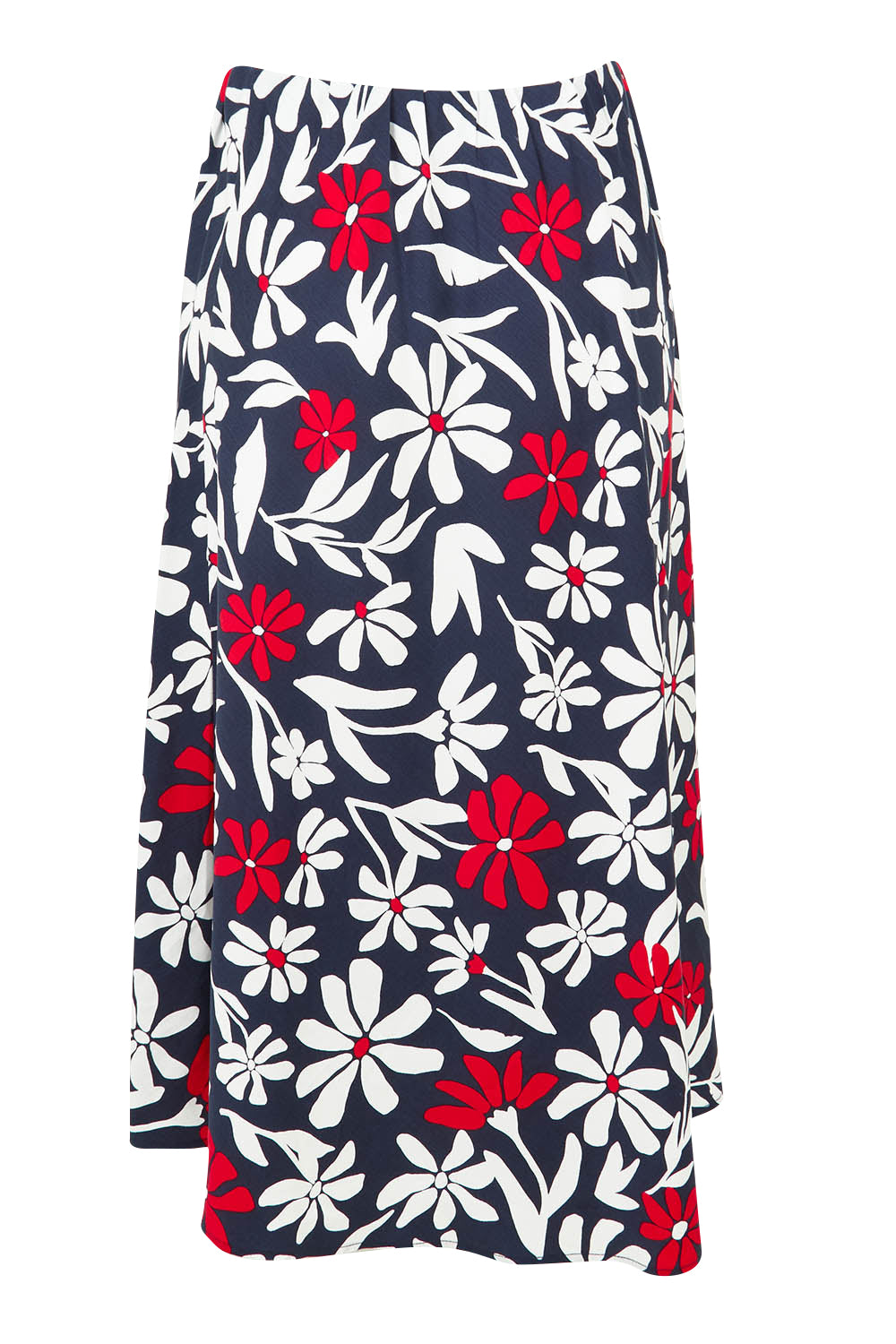 Product shot of the Indie Floral Lyocell Linen Skirt in colour Indieprint, from the back